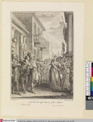 [Illustration zu Texten von Voltaire - Eine Szene aus der Tragödie "Tancrède"]