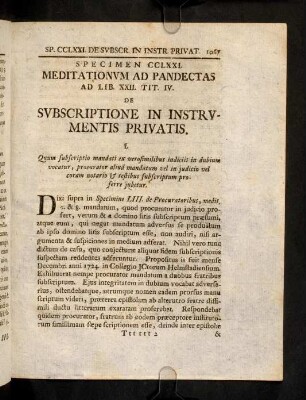 1067-1072, Sp. 271. De Subscriptione in instrumentis privatis