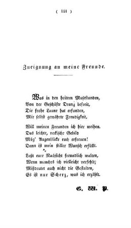 Zueignung an meine Freunde.