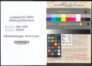 Entnazifizierung Anne Liese Reichensperger , geb. 30.10.1914 (Dolmetscherin)