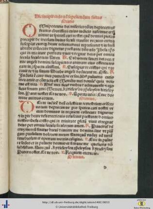 Hic incipit ordo ad sepeliendum funus.