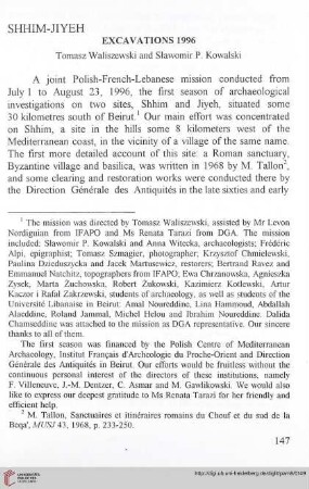8: Shhim-Jiyeh : excavations 1996