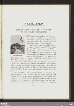 In Conclusion - Some practical hints and suggestions for the tourist photographer