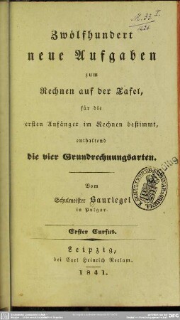 1: Zwölfhundert neue Aufgaben