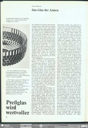 Das Glas der Armen : Preßglas
