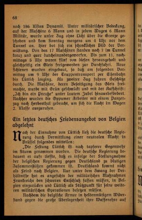 68-69, Ein letztes deutsches Friedensangebot von Belgien abgelehnt