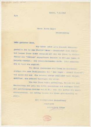 Brief an Fritz Meyer : 07.04.1916
