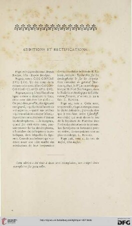 Additions et rectifications