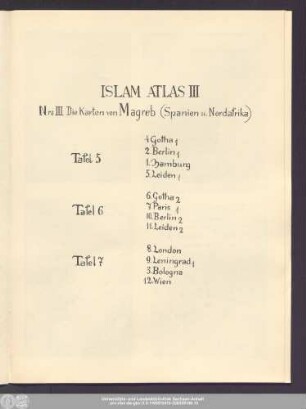 Islam Atlas III [Tafeln 5-7]
