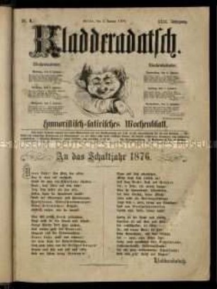 Satirezeitschrift "Kladderadatsch". 29. Jahrgang 1876