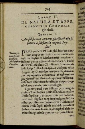 Caput II. De Natura Et Affectionibus Corporis gloriosi.