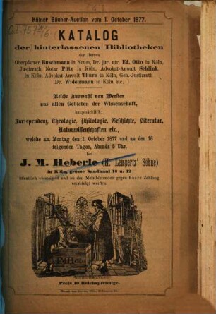 Katalog. [6.] 1877, 1. Okt.