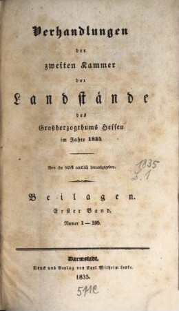Verhandlungen der Zweiten Kammer der Landstände des Großherzogthums Hessen. Protokolle. 1835,4,[a]