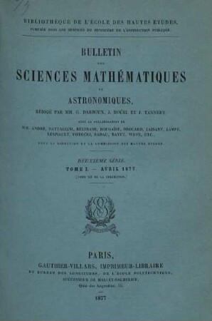 Tome I. - Avril 1877.