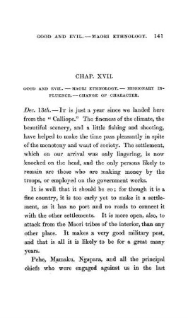 CHAPTER XVII. - Good and Evil. Maori Ethnology. Missionary Influence. Change of Character