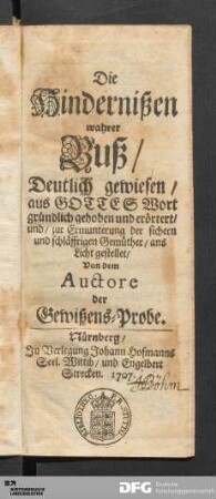 Die Hindernißen wahrer Buß
