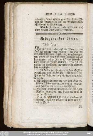 Achtzehender Brief.