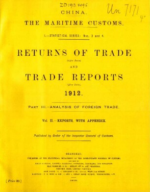 Vol. II. Exports, with appendix
