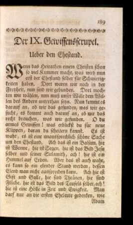 Der IX. Gewissensscrupel. Ueber den Ehestand
