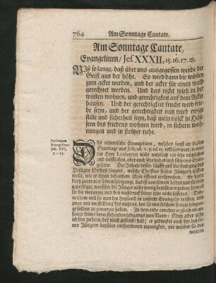 Am Sonntage Cantate, Evangelium / Jes. XXXII, 15.16.17.18