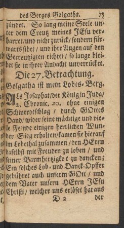 Die 27. Betrachtung. Golgatha ist mein Lobes-Berg.