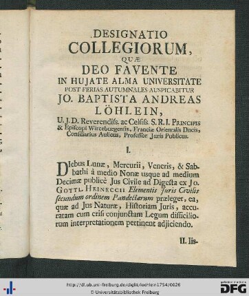 Designatio Collegiorum.