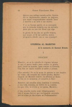 Ofrenda al maestro : A la memoria de Samuel Blixén