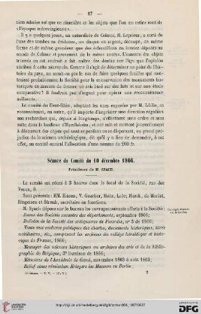 Séance du Comité du 10 décembre 1866