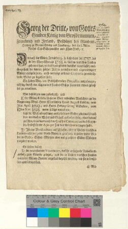Münzedikt König Georgs des Dritten. Anlage: Münztabelle.