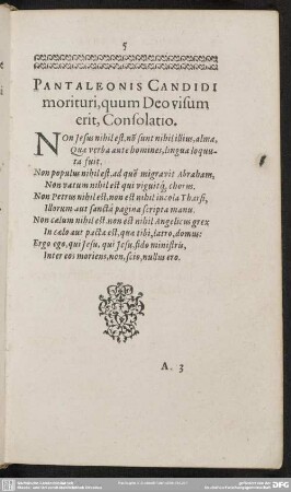 Pantaleonis Candidi morituri, quum Deo visum erit, Consolatio