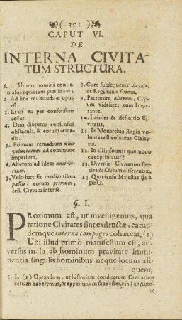Caput VI. De Interna Civitatum Structura