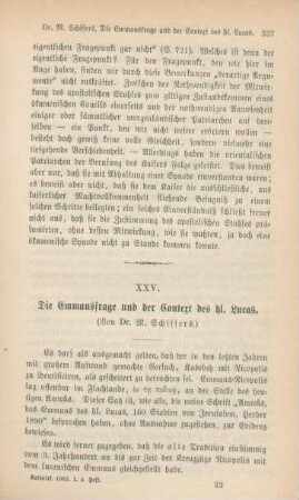 337-349 Die Emmausfrage und der Context des hl. Lucas : I.