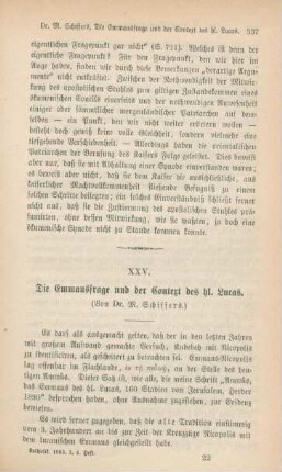 337-349 Die Emmausfrage und der Context des hl. Lucas : I.