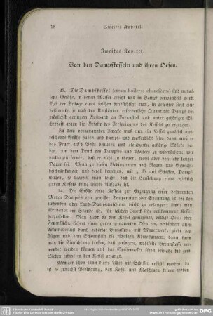 Zweites Kapitel. Von den Dampfkesseln und ihren Oefen