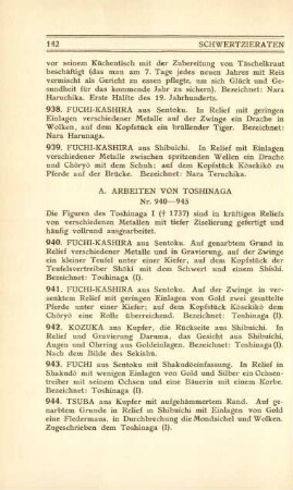 A. Arbeiten von Toshinaga. Nr. 940-945