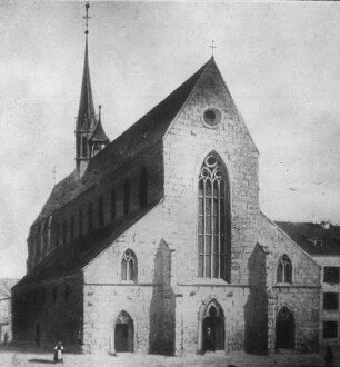 Esslingen am Neckar, ehem. Franziskanerkirche St. Georg (vor Abbruch des Langhauses nach 1840), hist. Stich