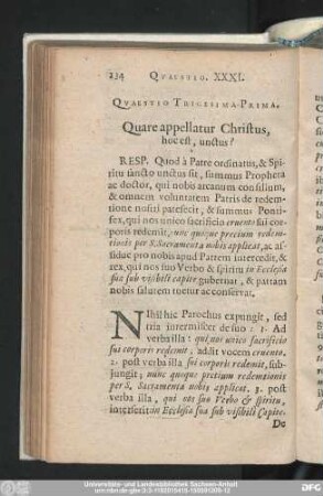 Quaestio Trigesima-Prima. Quare appellatur Christus, hoc est, unctus?