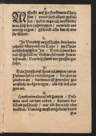 MErckt auf jhr frommen Chri=||sten/ vnnd seyd allzeit geflis=||sen/