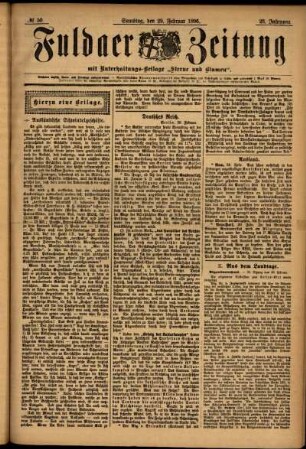Erste Ausgabe vom Samstag, den 29. Februar 1896.