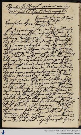 Brief von Joseph von Laßberg an Franz Karl Grieshaber (17.12.1838)