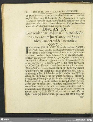 Decas IX. Convenientiarum Iuris Culensis & Gedanensis, cum Iure Communi, Saxonico, Lubecensi & Prutenico