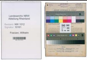 Entnazifizierung Wilhelm Franzen , geb. 15.12.1906 (Chemotechniker)
