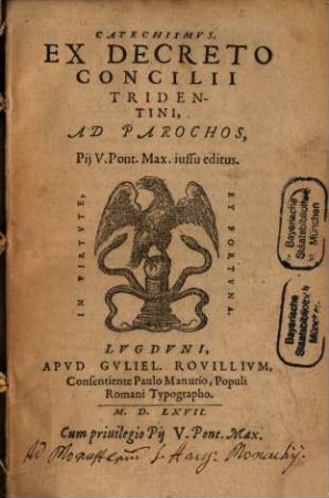 Catechismus romanus ex Decreto concilii Tridentini : ad parochos