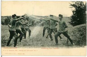 Theresienstadt. K. u. K. Dragoner-Regiment "Herzog von Lothringen" No. 7. Vorübung zum Fechten