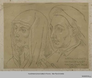 Köpfe der Eltern Vasaris: Maddalena Tacci und Antonio Vasari (nach dem Familienaltar in Arezzo)