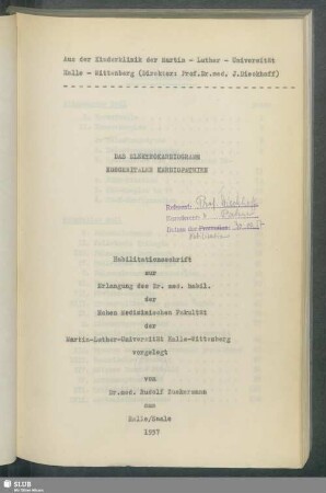 Das Elektrokardiogramm kongenitaler Kardiopathien