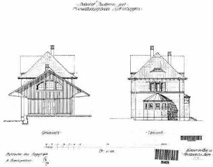 Maulbronn: Empfangsgebäude mit Güterschuppen Giebelansichten