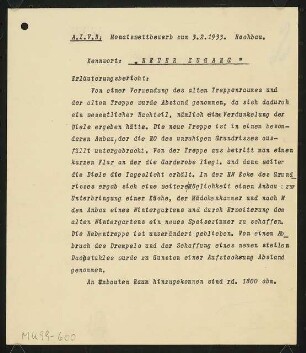 Umbau eines Landhauses Monatskonkurrenz Februar 1933: Erläuterungsbericht, 1 S.