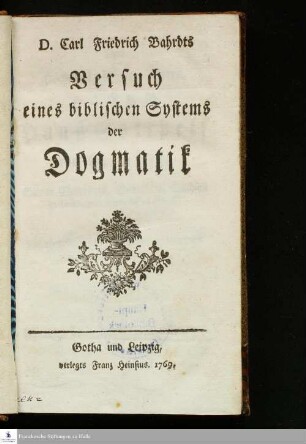 Versuch eines biblischen Systems der Dogmatik