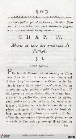 Chap. IV: Monts et lacs des environs de Pouzol